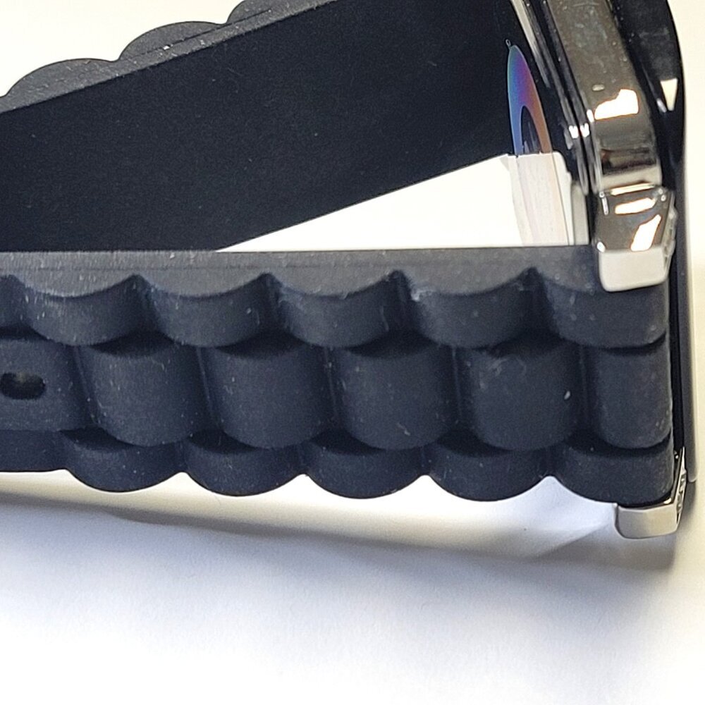 OSIROCK Black Quartz Wrist Watch Rhinestone Square Adjustable Silicone Band - Picture 10 of 15